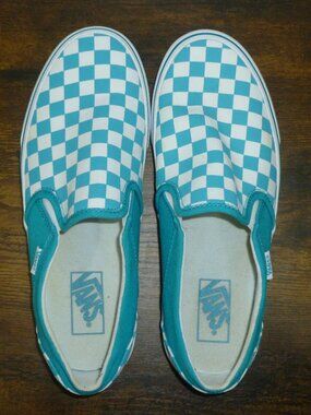 Vans Classic Slip-On Checkerboard Sneakers in Deep Teal